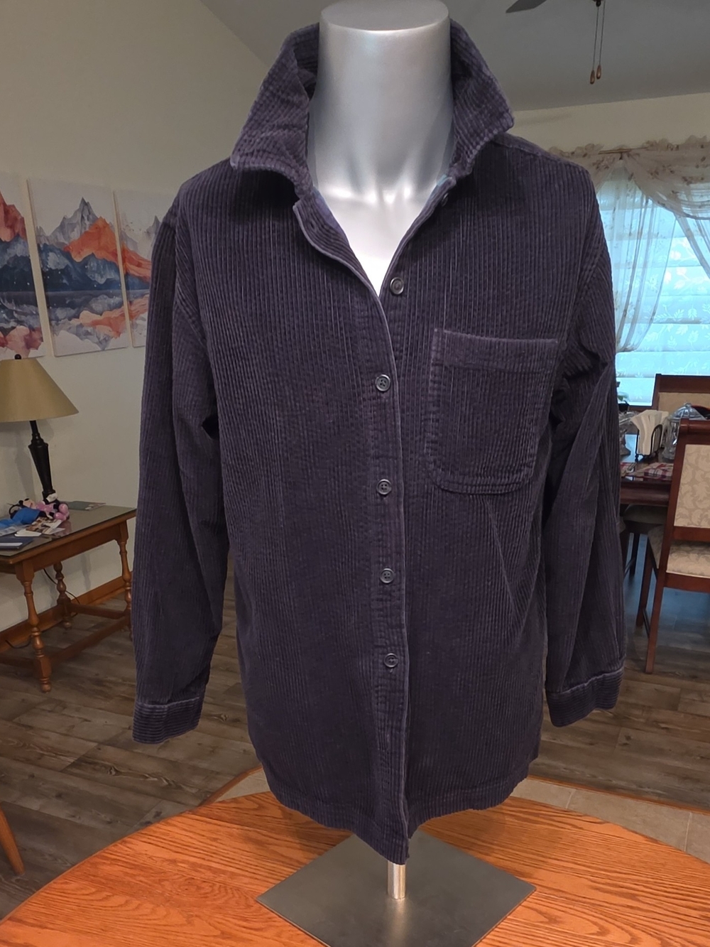 Men's LL Bean Dark Blue Corduroy Button-Up Jacket Size M
